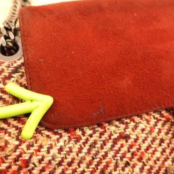 Tweed Bag Shoulder Hobo Handwoven Purse Chain Strap  Red STUART‎ WEITZMAN SPAIN - Picture 11 of 16